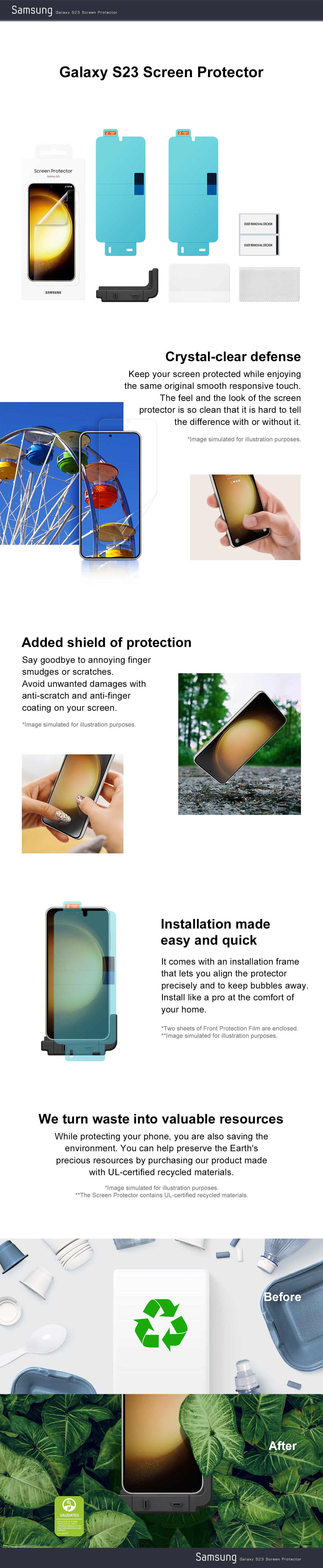 Original Samsung Official Galaxy S23 Screen Protector (EF-US911